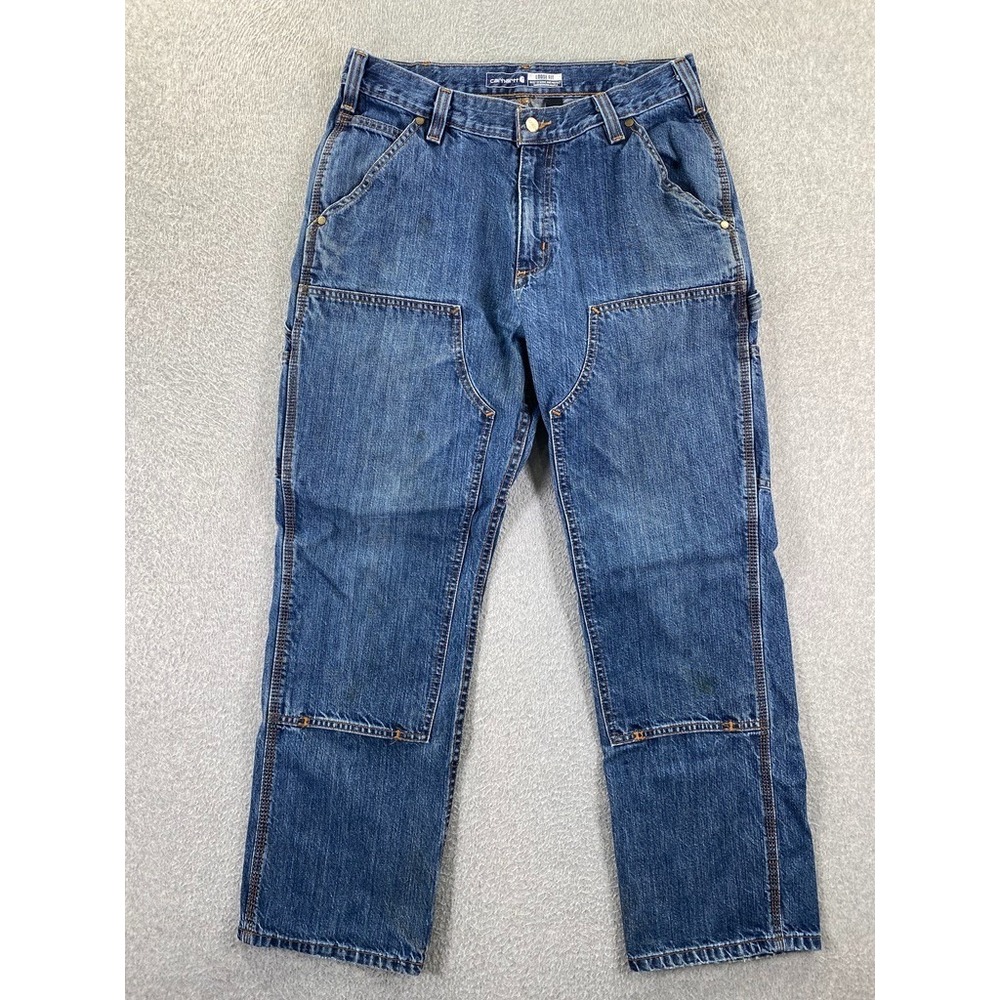 Carhartt Denim Double Knee Logger Jeans Men's 32x30 (Fits 30x29) Loose Fit